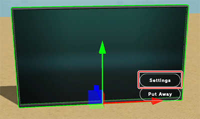 Live streaming object settings button