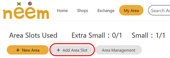 Add Area Slot button
