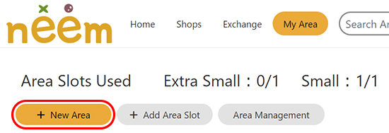 Create new area button