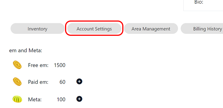 Account Settings button the "My Page" page