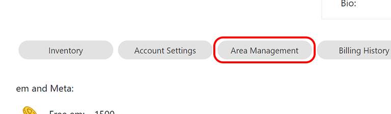 Area Management button on the "My Page" page