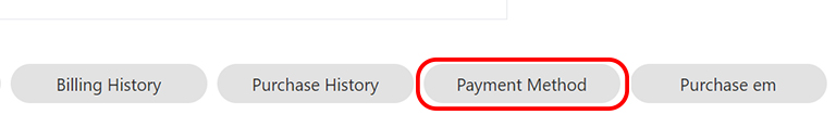 Payment Method button on the "My Page" page