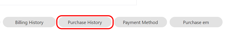 Purchase History button on the "My Page" page