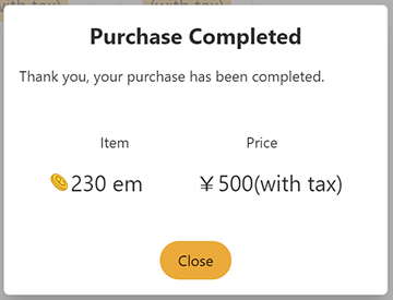 Paid em Purchase Completed popup
