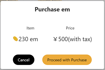 Paid em proceed with purchase popup