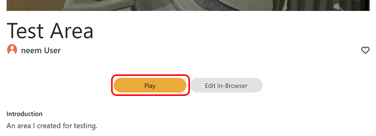 Play button for used for opening the neem Browser and entering an area