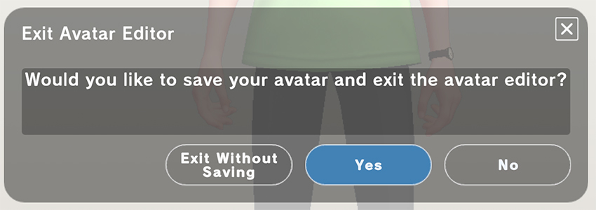 Avatar Editor - Close confirmation dialog