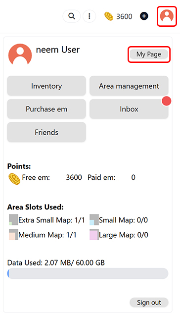 Accessing My Page from Account Menu