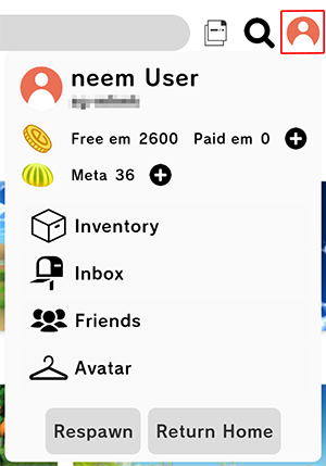 Account menu