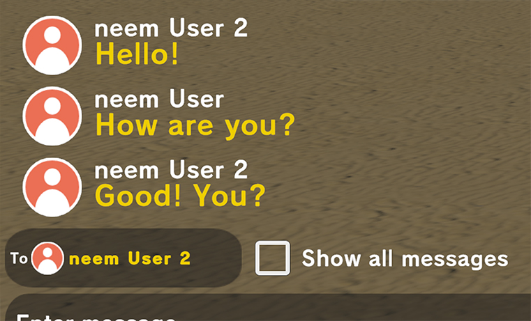 Text chat with Show all messages unchecked