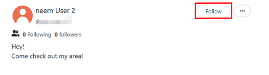 Follow button on user profile page