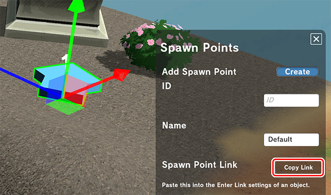 Spawn Points settings - Copy Link button