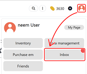 Opening the Inbox from the neem dashboard