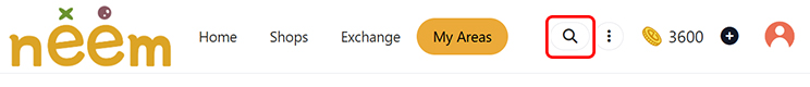 Header navigation search page button