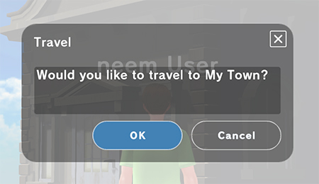 Travel to linked My Home area confirmation dialog