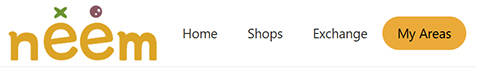 neem my area page button in header navigation