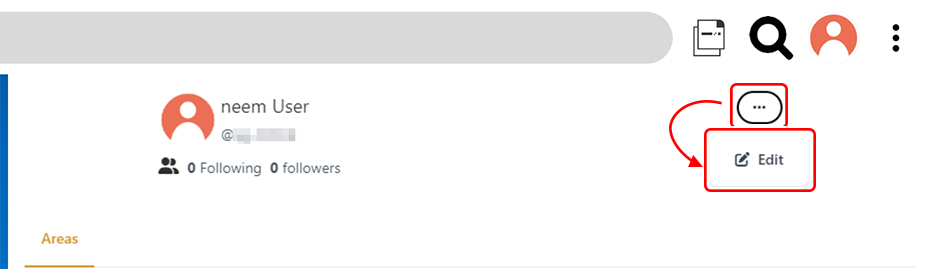 Open the profile Edit page