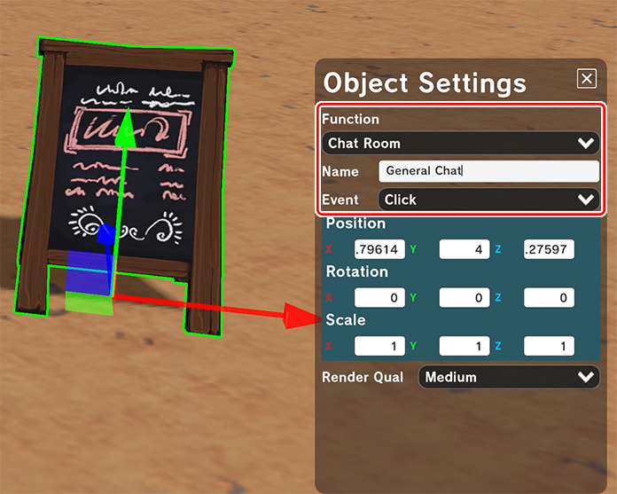 Setting up the Chat Room function on an object
