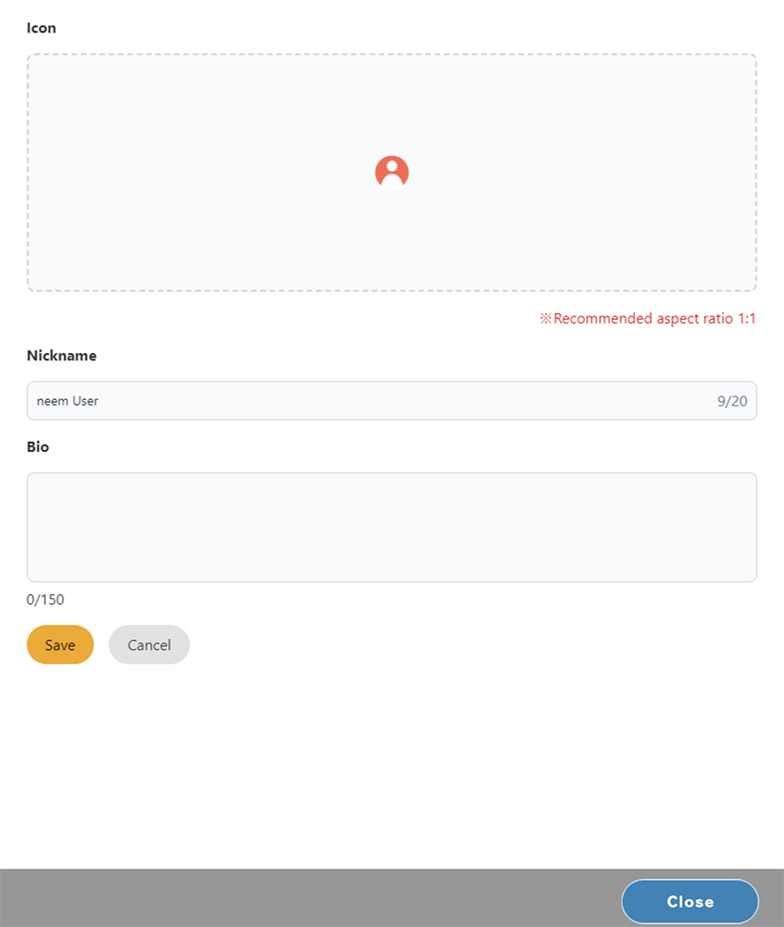 Profile Edit page