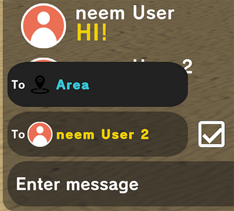 Selecting recipient in text chat