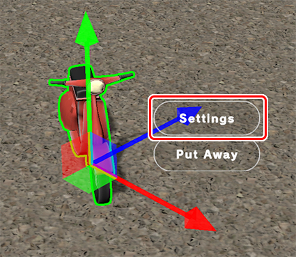 Object settings for travel setup