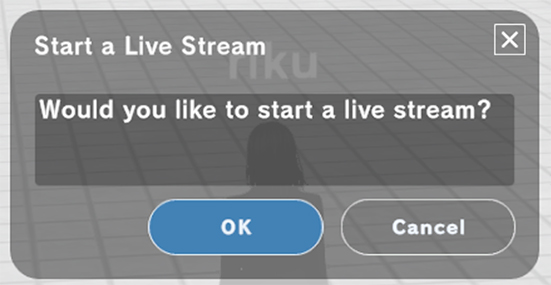 Start a live stream dialog