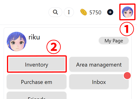 Open Inventory page from Account Menu