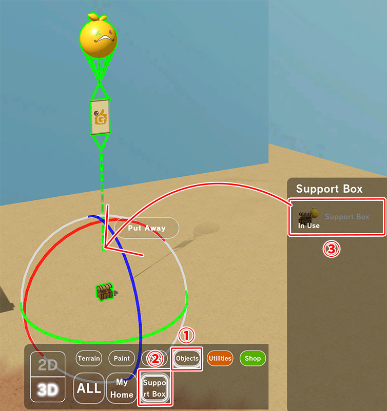 Placing Support Box in an area