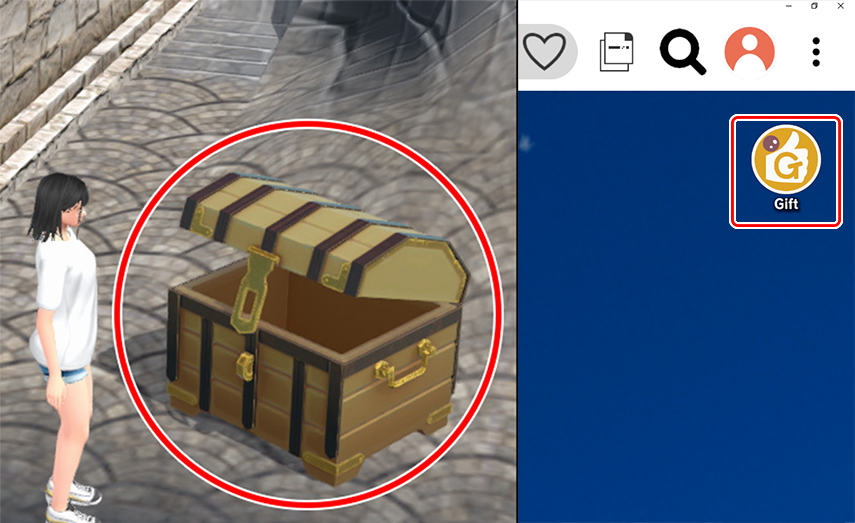 Clicking on Support Box or Gift button